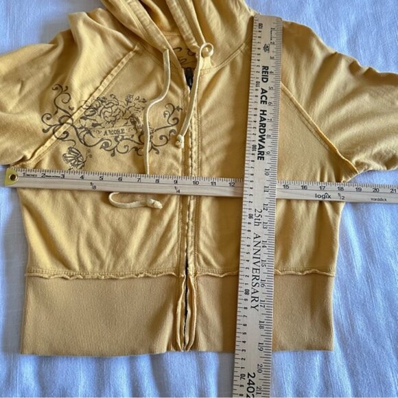 No Boundaries Hoodie Womens Juniors L Golden Pond Cropped Zip Floral Graphic Y2K - Picture 3 of 9
